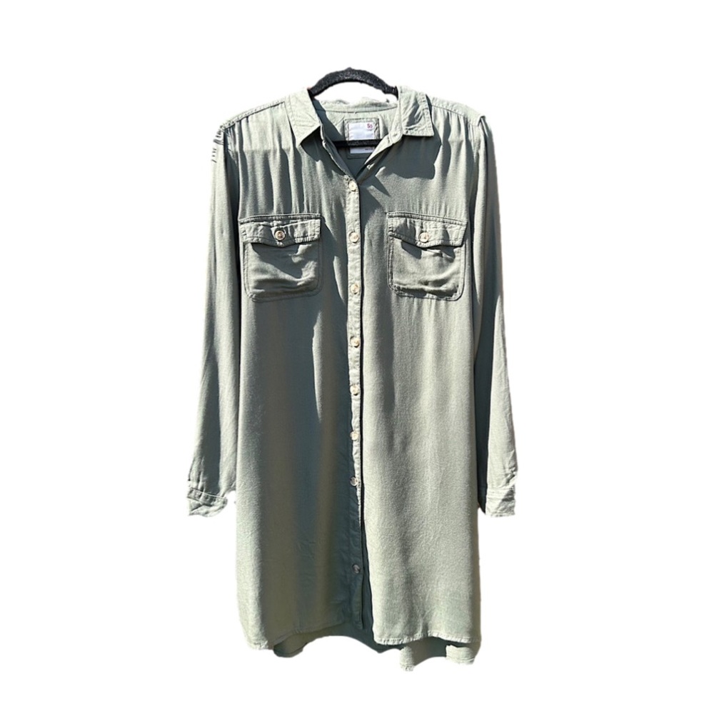 Sz-Cl-SO brand army green shirt dress with fabric belt